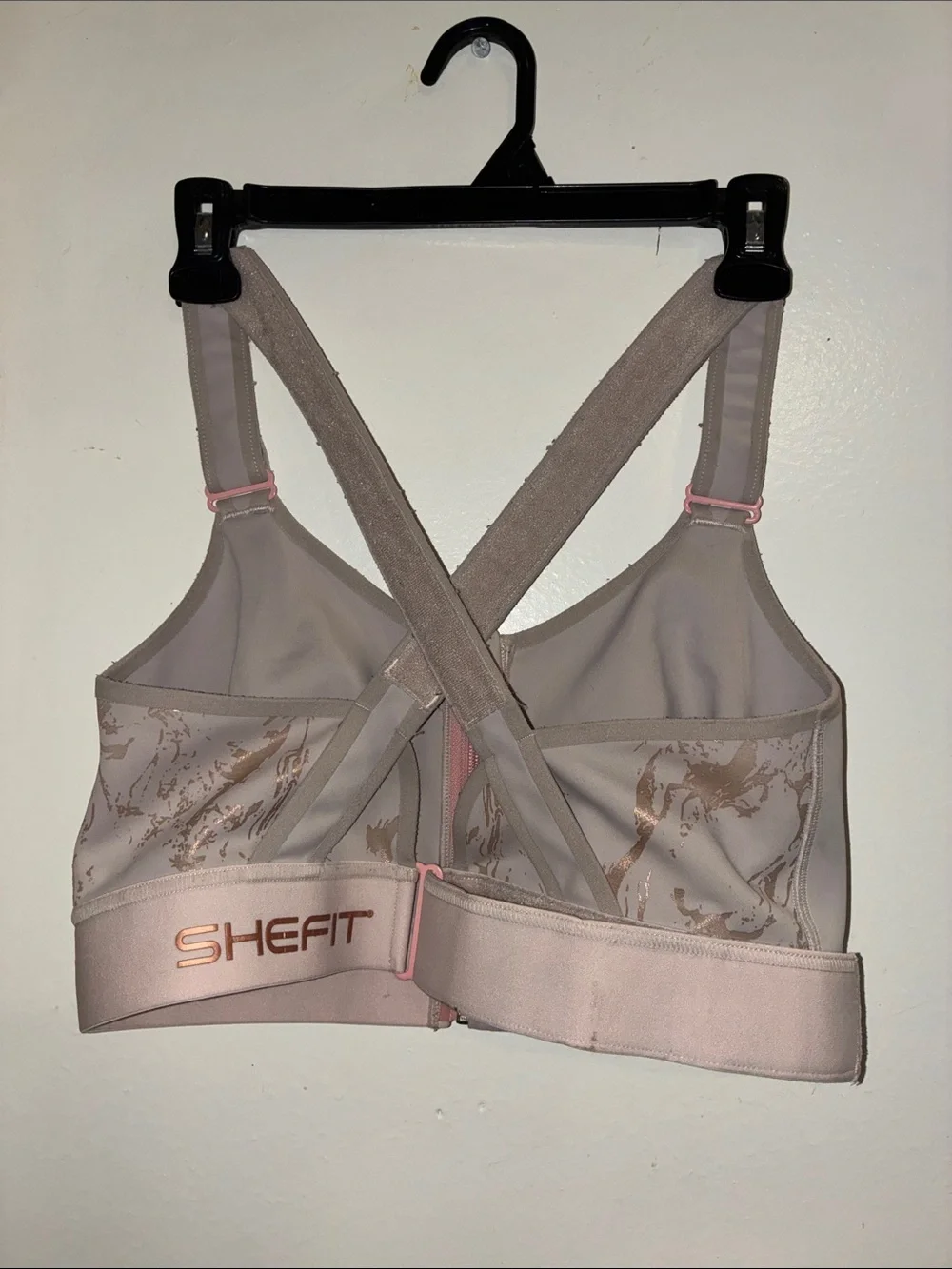 SHEFIT Light Pink Front-Zip Support Sports Bra